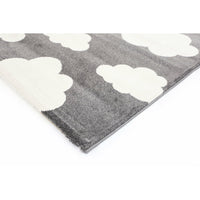 Piccolo  Dark Grey and White Cloud Kids Rug 120x170cm