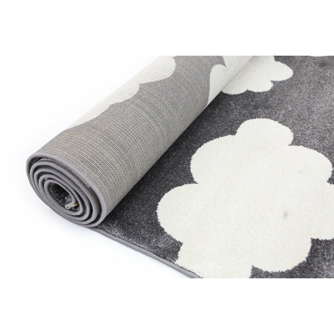 Piccolo  Dark Grey and White Cloud Kids Rug 120x170cm