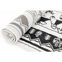 Piccolo Black and White Kids Camping Adventure Kids Rug 120x170cm