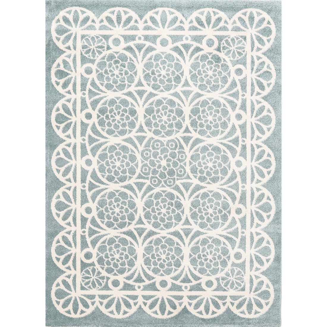 Piccolo  Aqua White Doily Kids Rug  120x170cm