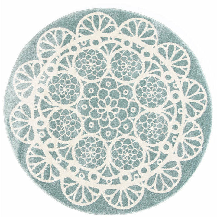 Piccolo  Aqua White Doily Kids Rug  120x170cm