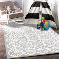 Piccolo  Grey and White Doily Kids Rug 120x170cm