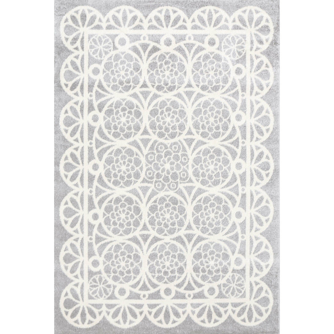 Piccolo  Grey and White Doily Kids Rug 120x170cm