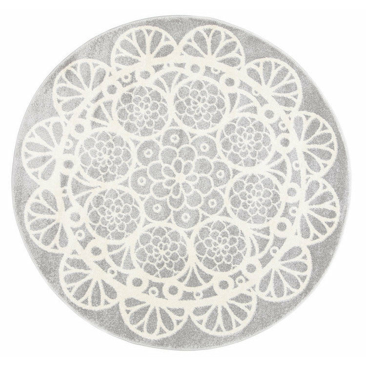 Piccolo  Grey and White Doily Kids Rug 120x170cm