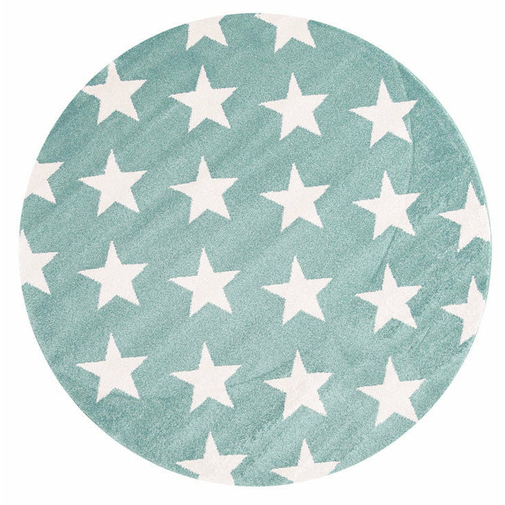 Piccolo Aqua White Stars Kids Rug 120x170cm