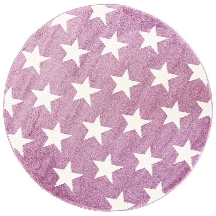 Piccolo Violet Pink and White Stars Kids Rug 120x170cm