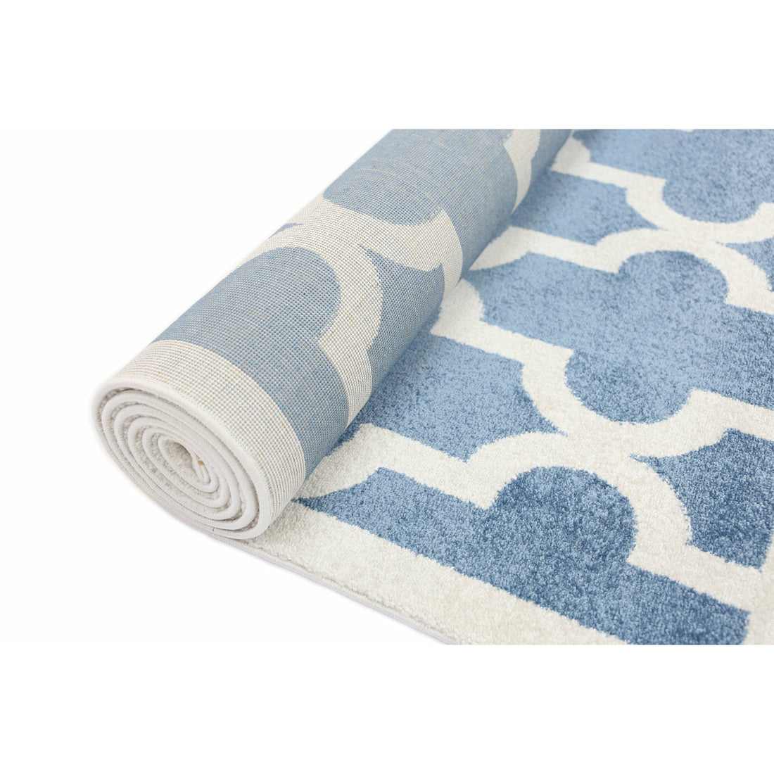 Piccolo Blue and White Lattice Pattern Kids Rug 120x170cm