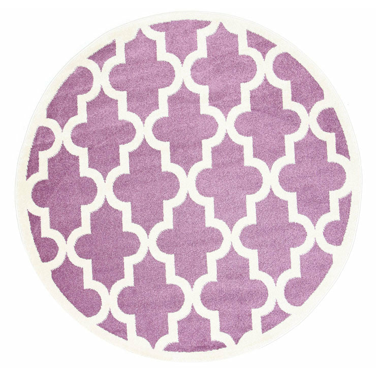 Piccolo Violet Pink and White Lattice Pattern Kids Rug 120x170cm