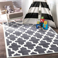 Piccolo Grey and White Lattice Pattern Kids Rug 120x170cm