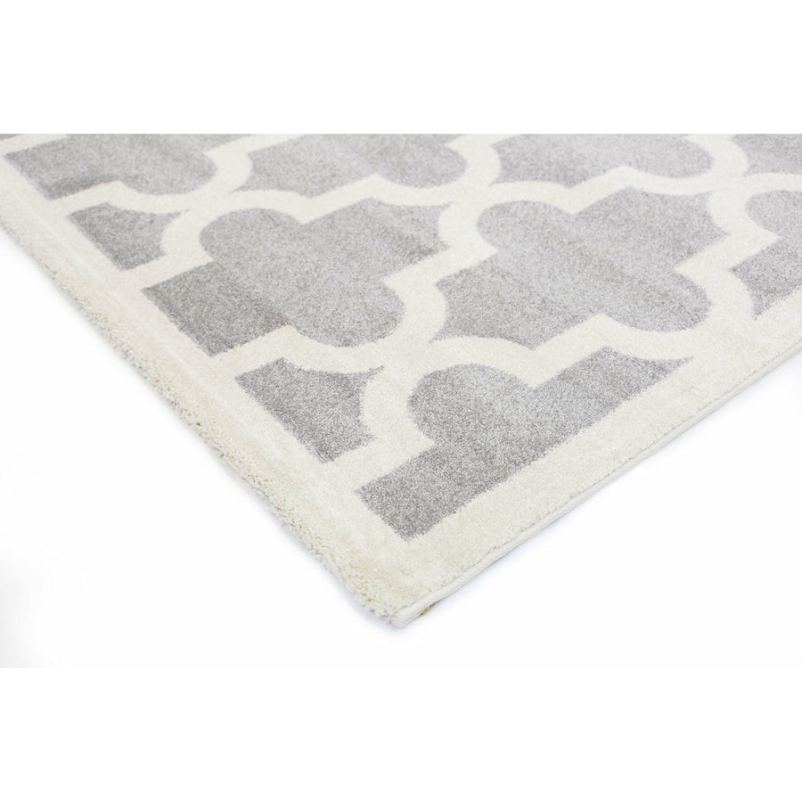 Piccolo Light Grey and White Lattice Pattern Kids Rug 120x170cm