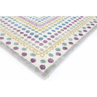 Piccolo Multi Colour and Pink Polka Dot Love Heart Kids Rug 133x133cm Round