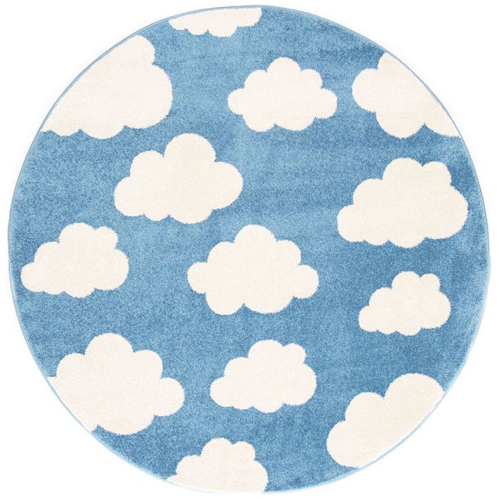 Piccolo Blue and White Cloud Kids Rug 133x133cm Round