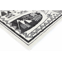 Piccolo Black and White Kids Camping Adventure Kids Rug 133x133cm Round