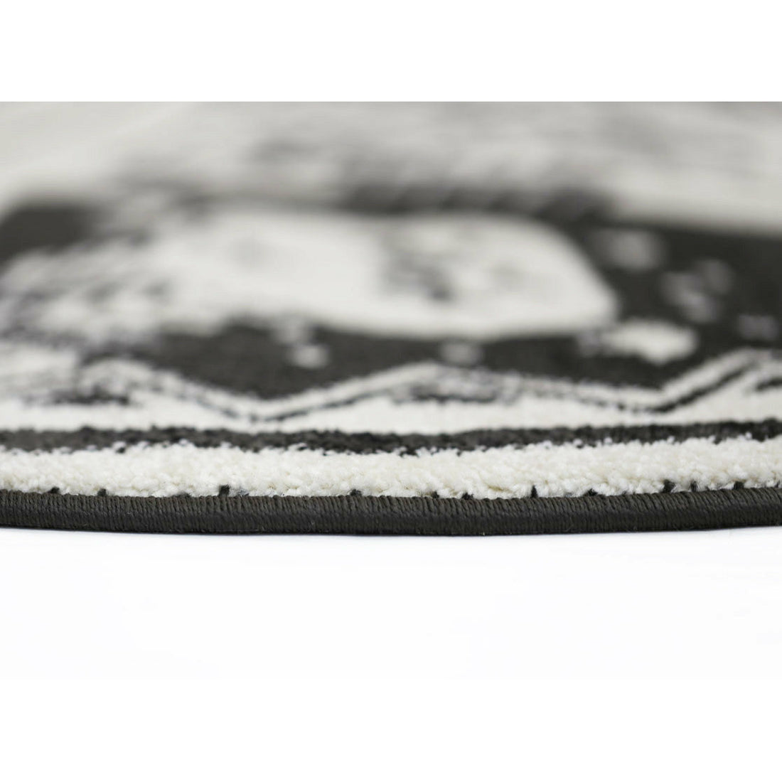 Piccolo Black and White Kids Camping Adventure Kids Rug 133x133cm Round