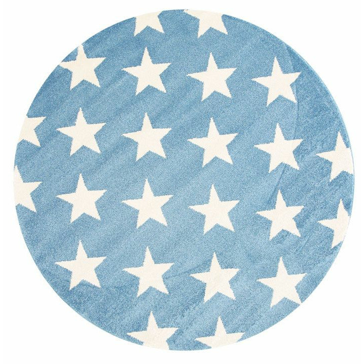 Piccolo  Blue and White Stars Kids Rug 133x133cm Round