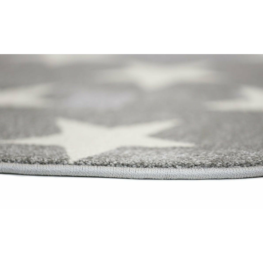 Piccolo Charcoal and White Stars Kids Rug 133x133cm Round