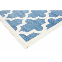 Piccolo Blue and White Lattice Pattern Kids Rug 133x133cm Round