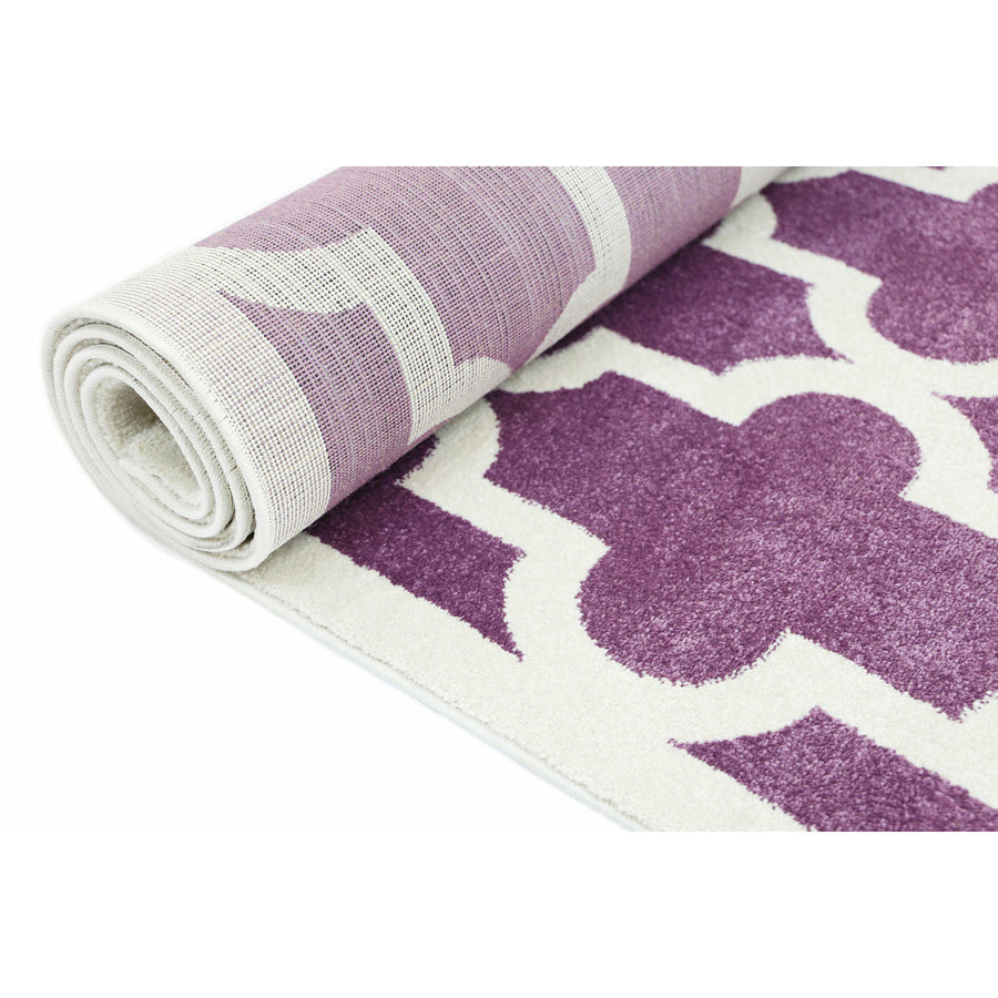 Piccolo Violet Pink and White Lattice Pattern Kids Rug 160x230cm