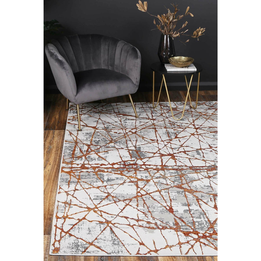 Isaiah Geometric Rust Rug 120x170cm