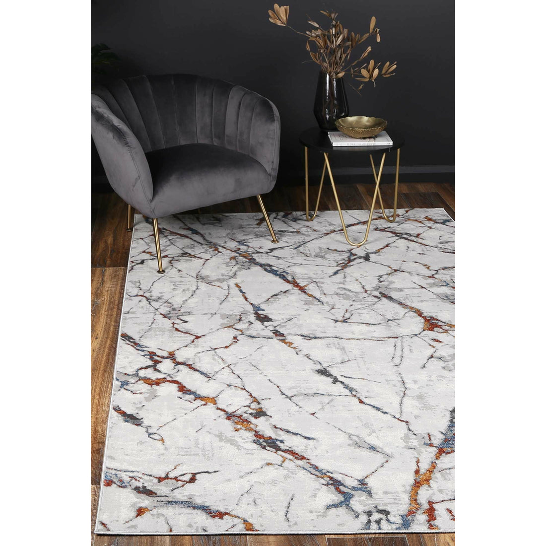 Isaiah Grey Multi Marble Rug 120x170cm