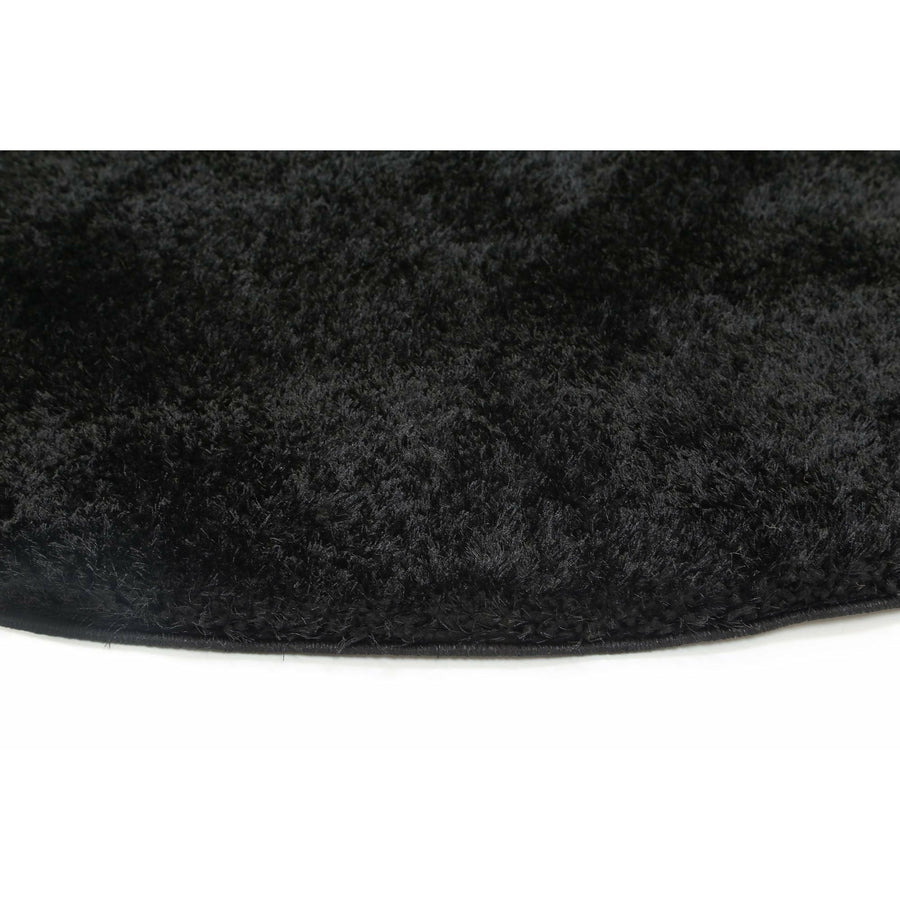 Puffy Soft Shaggy Round Rug Black 160x160 cm Round