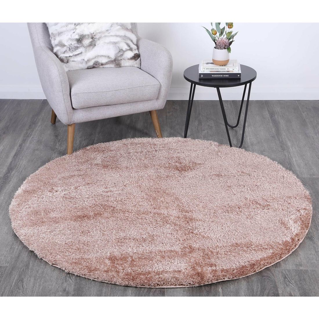 Puffy Soft Shaggy Round Rug Camel 160x160 cm Round