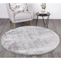 Puffy Soft Shaggy Round Rug Grey 160x160 cm Round