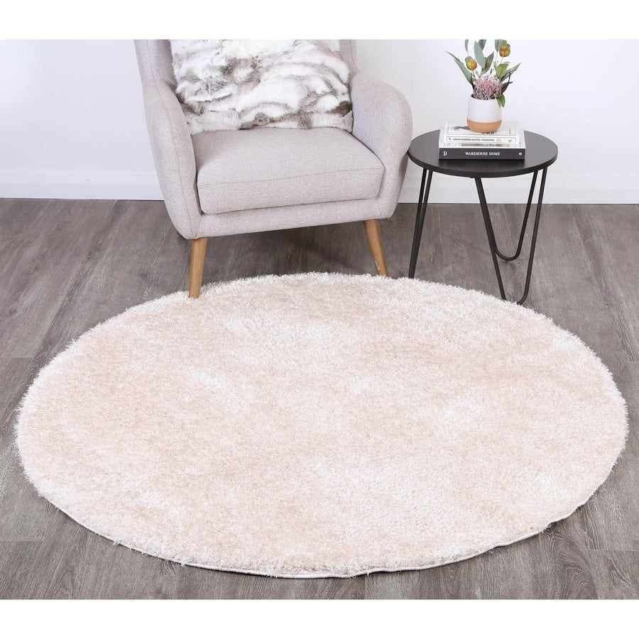 Puffy Soft Shaggy Round Rug Ivory 160x160 cm Round