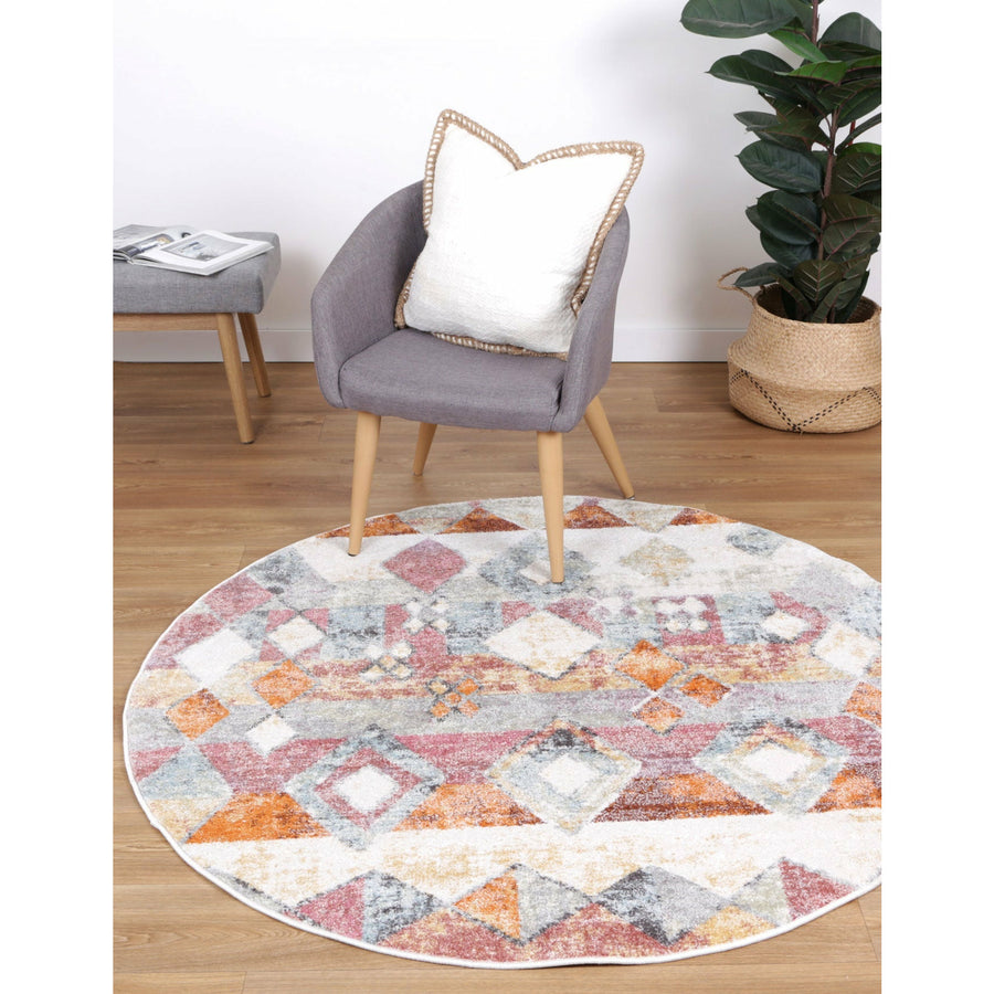 Windsor Tiled Multi Round Rug 160x160cm