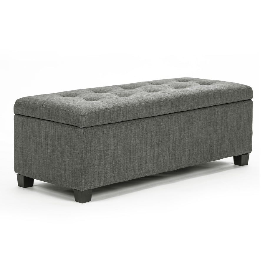 102cm Dark Grey Storage Ottoman Stool Fabric