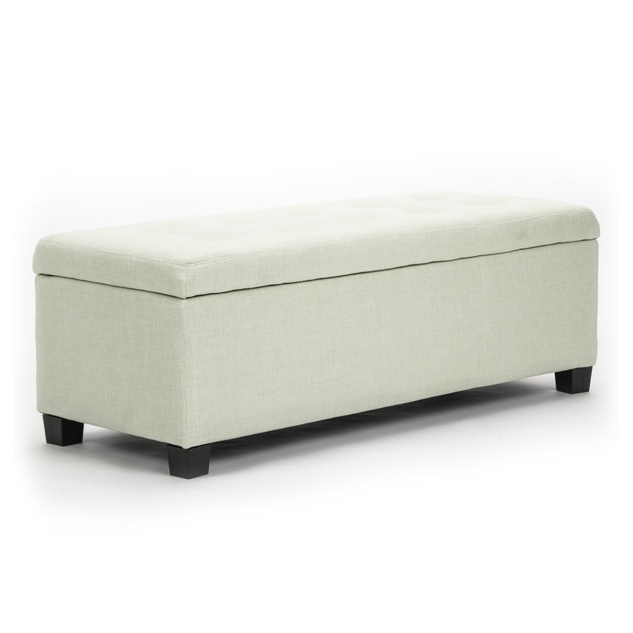 102cm Light Green Storage Ottoman Stool Fabric