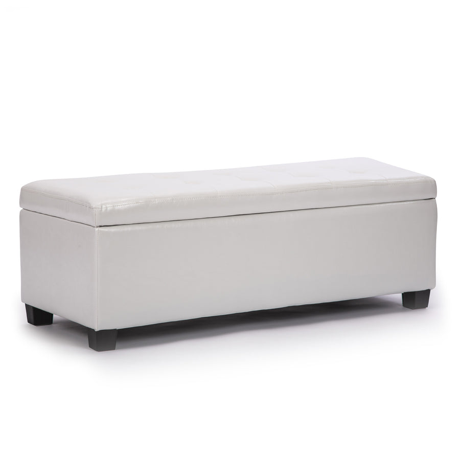 102cm Snow White Storage Ottoman Stool Leather