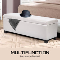 102cm Snow White Storage Ottoman Stool Leather