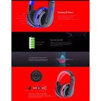 MX666 Wireless Bluetooth Music Headphones with Mic Noise Canceling - Red