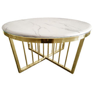 Salina Coffee Table - Marble - 95cm Gold