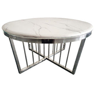 Salina Coffee Table - Marble - 95cm Silver