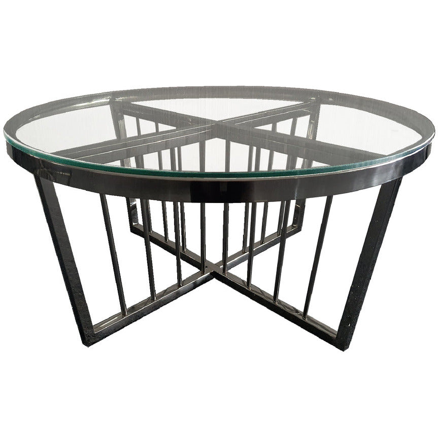 Serena Coffee Table - Clear Top- 95cm Black