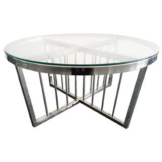 Serena Coffee Table - Clear Top - 95cm Silver