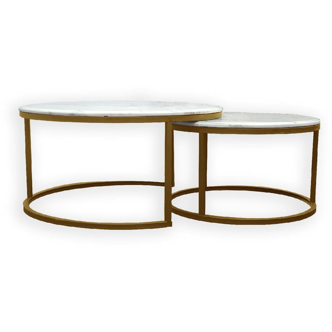 Nesting style Coffee Table - White on Champagne Gold - 60cm/40cm