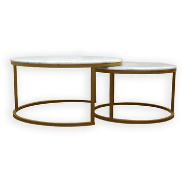 Nesting style Coffee Table - White on Champagne Gold - 60cm/40cm
