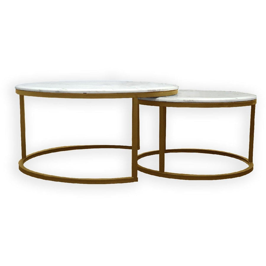 Nesting style Coffee Table - White on Champagne Gold - 60cm/40cm
