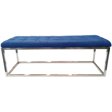 Holly Silver / Blue Ottoman