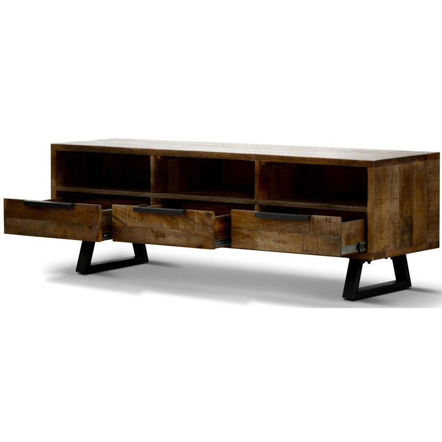 Begonia Entertainment TV Unit 150cm 3 Drawer Mango Wood Unique Furniture