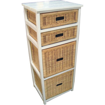 Hyssop Tallboy 4 Chest of Drawers Cane Bedroom Kitchen Bathroom Storage Shelf