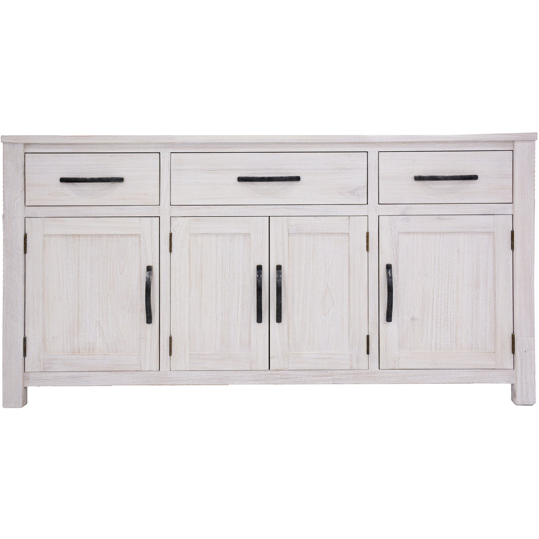 Foxglove Buffet Table 158cm 4 Door 3 Drawer Solid Mt Ash Timber Wood - White