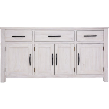 Foxglove Buffet Table 158cm 4 Door 3 Drawer Solid Mt Ash Timber Wood - White