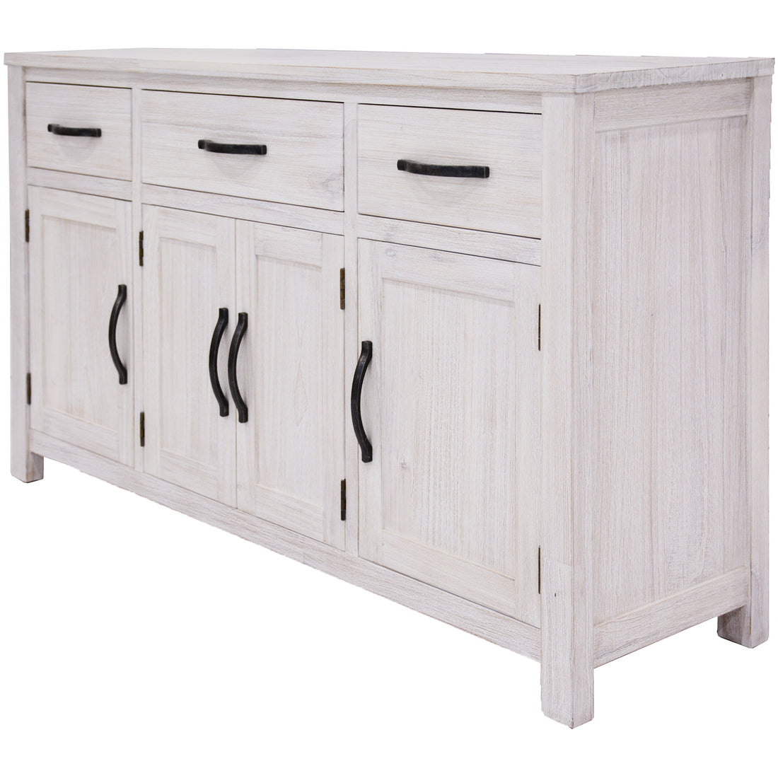 Foxglove Buffet Table 158cm 4 Door 3 Drawer Solid Mt Ash Timber Wood - White