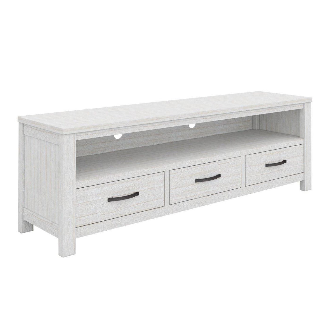 Foxglove Entertainment TV Unit 166cm 3 Drawer Solid Mt Ash Wood - White