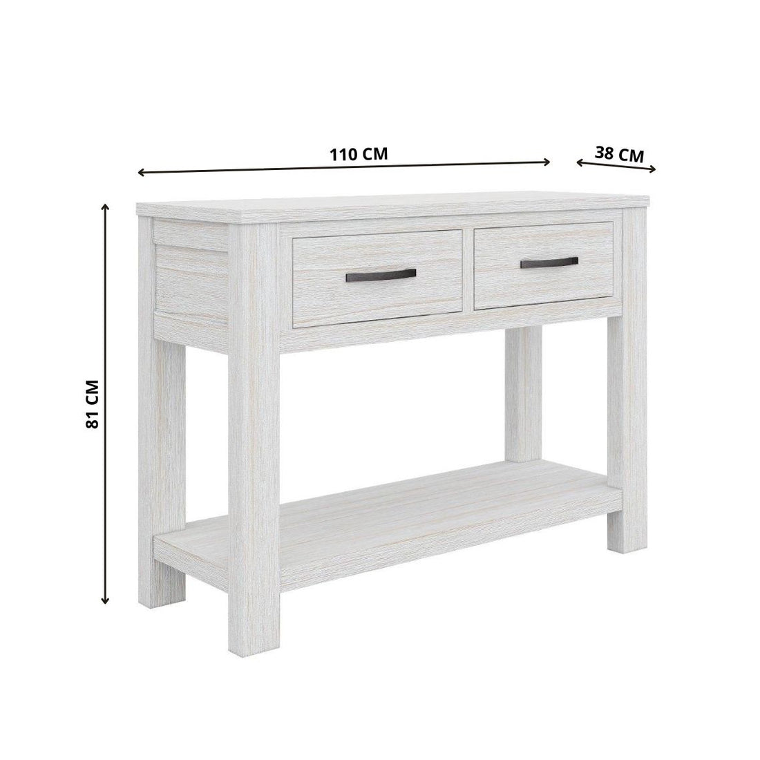 Foxglove Console Hallway Entry Table 110cm Solid Mt Ash Timber Wood - White