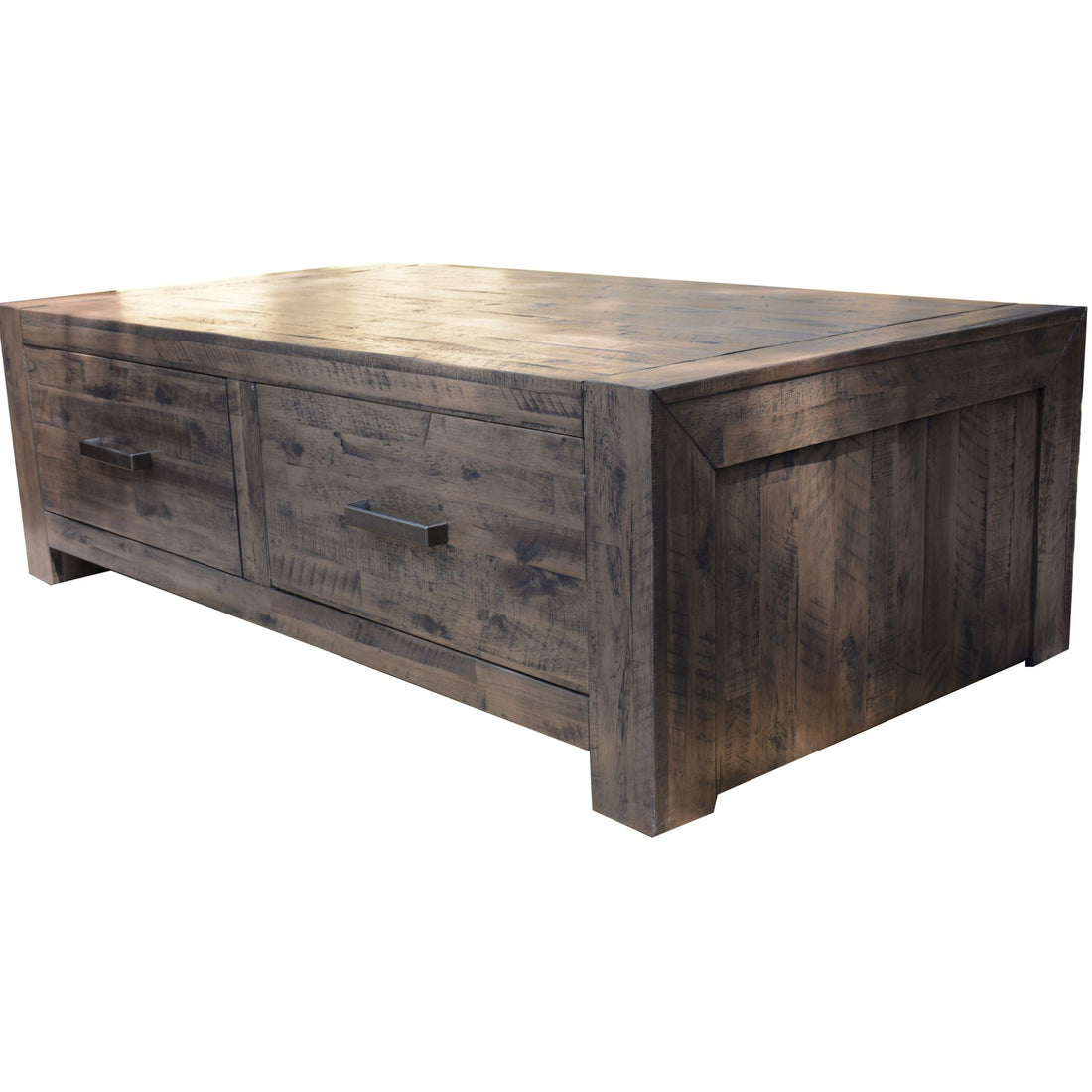 Catmint Coffee Table 127cm 2 Drawer Solid Acacia Wood - Stone Grey